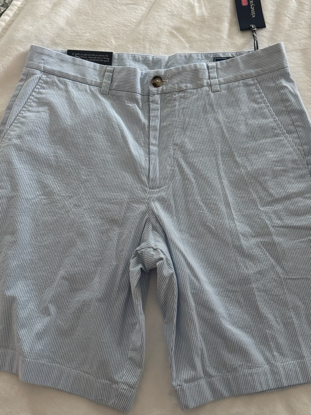 Vineyard Vines Light Blue Seersucker Flat Front Shorts